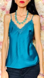 Top in raso con bordo in pizzo Clio - immagine 13