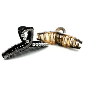 Pinza per capelli nodo strass e perle