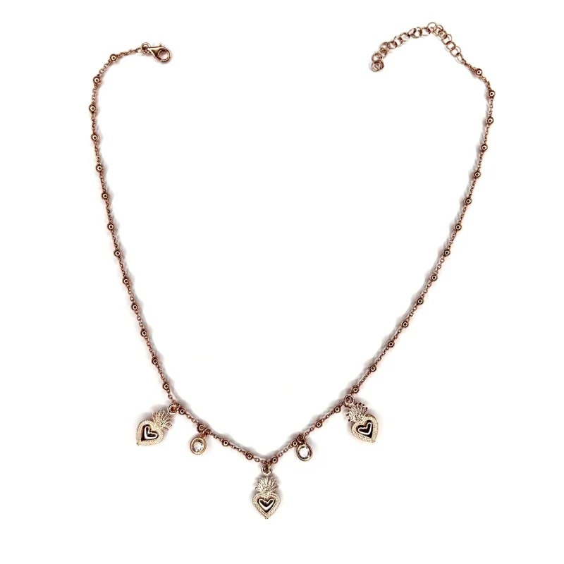 Collana Lunga Stle Boho Con Cuore Sacro. Collana Rosaro Con Pendente - Foto 12