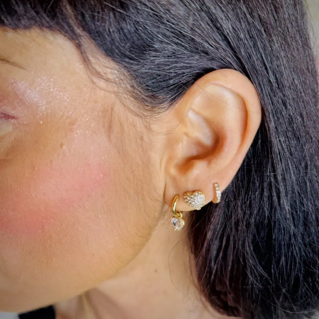 orecchini cuore strass
